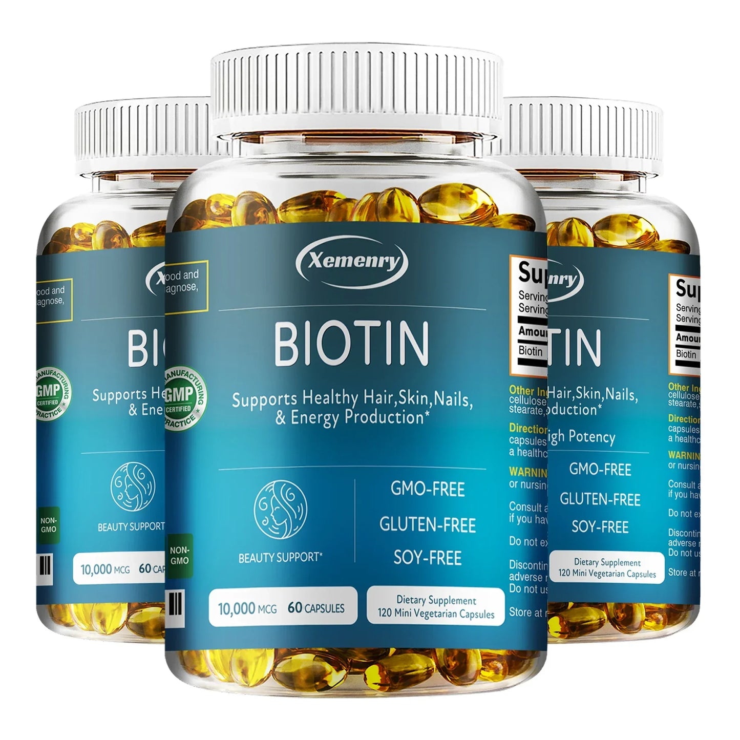 High Potency Biotin + Collagen + Keratin Supplement for Men and Women - Helps Enhance Healthy Hair, Skin, Nails | Non-GMO