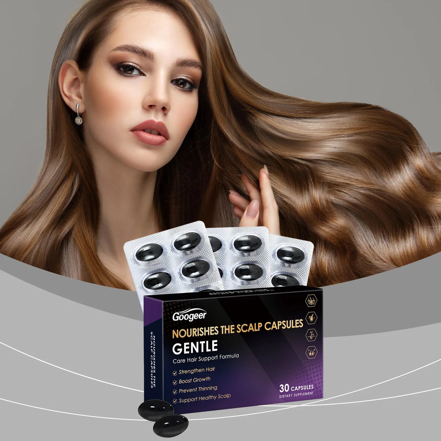 Googeer 30pcs Nourish Scalp Capsules Vitamin C Dietary Supplement Anti Hair Loss Activate Follicles Entrance Hair Growth Capsule