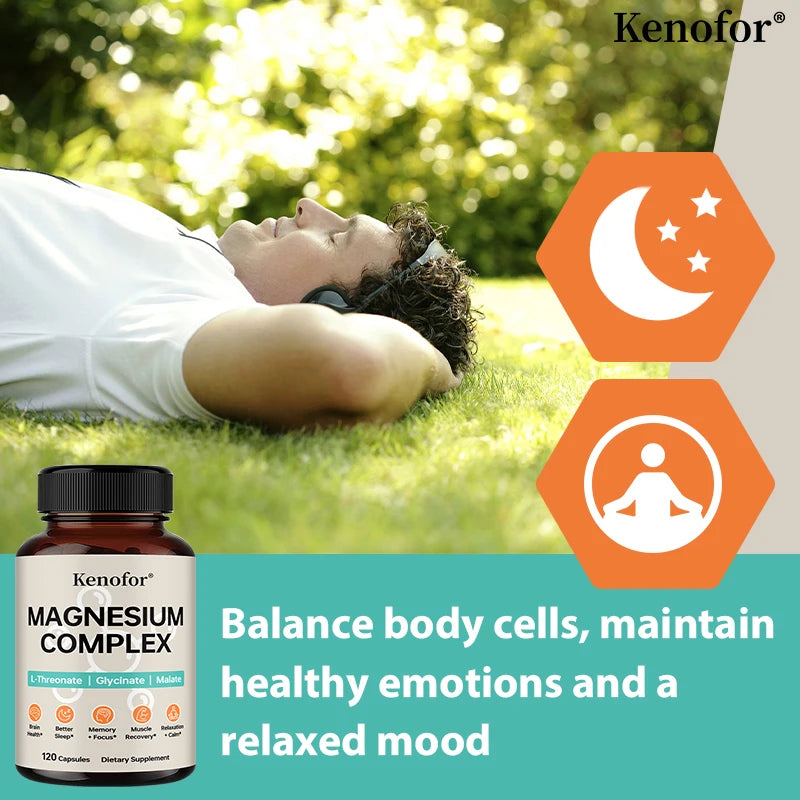 Magnesium Complex Supplement with L-threonine, Glycine, and Malate To Support Brain Health, Memory, Concentration, and Sleep