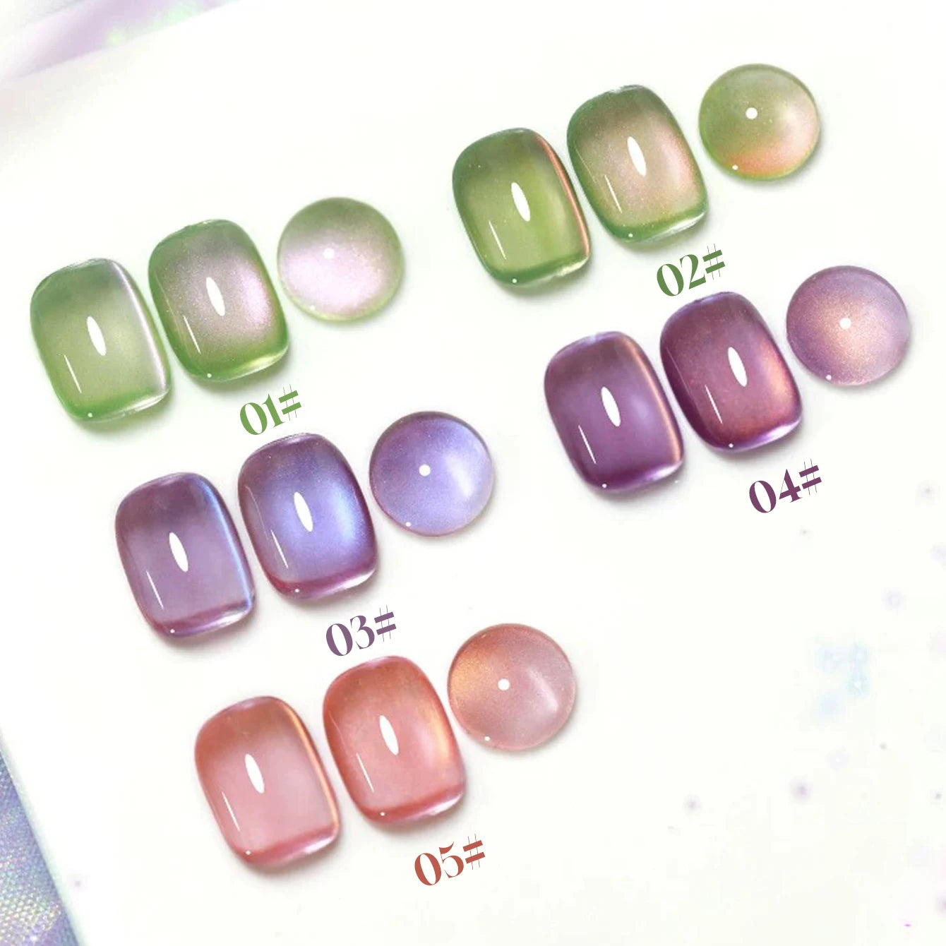 1/6PCS SS25 Cat Eye Gel Polish w/Glass Beads & Crystal, 5 Colors Salon DIY Nail Supplies Kit for Pro Nails Manicure