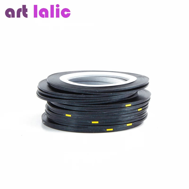 10 Rolls Nail Art Striping Tapes, Nail Liner Stickers, Nail Decals, 1mm Adhesive Stickers for Nail Tips Styling