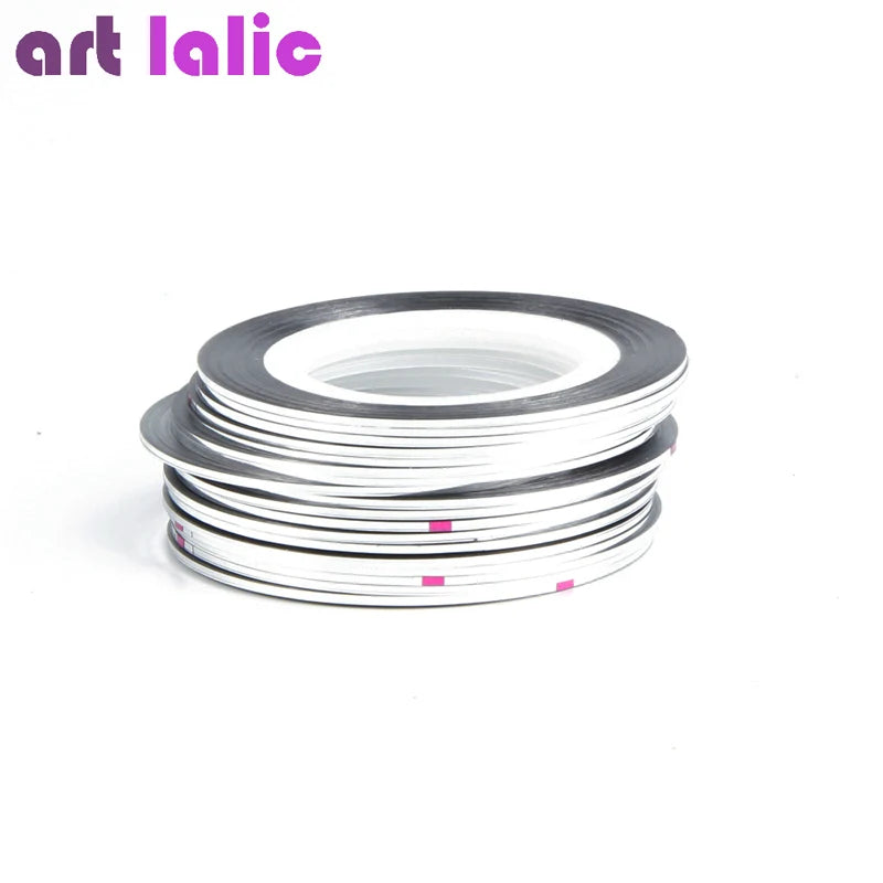 10 Rolls Nail Art Striping Tapes, Nail Liner Stickers, Nail Decals, 1mm Adhesive Stickers for Nail Tips Styling