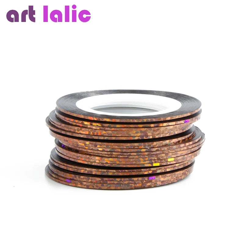10 Rolls Nail Art Striping Tapes, Nail Liner Stickers, Nail Decals, 1mm Adhesive Stickers for Nail Tips Styling