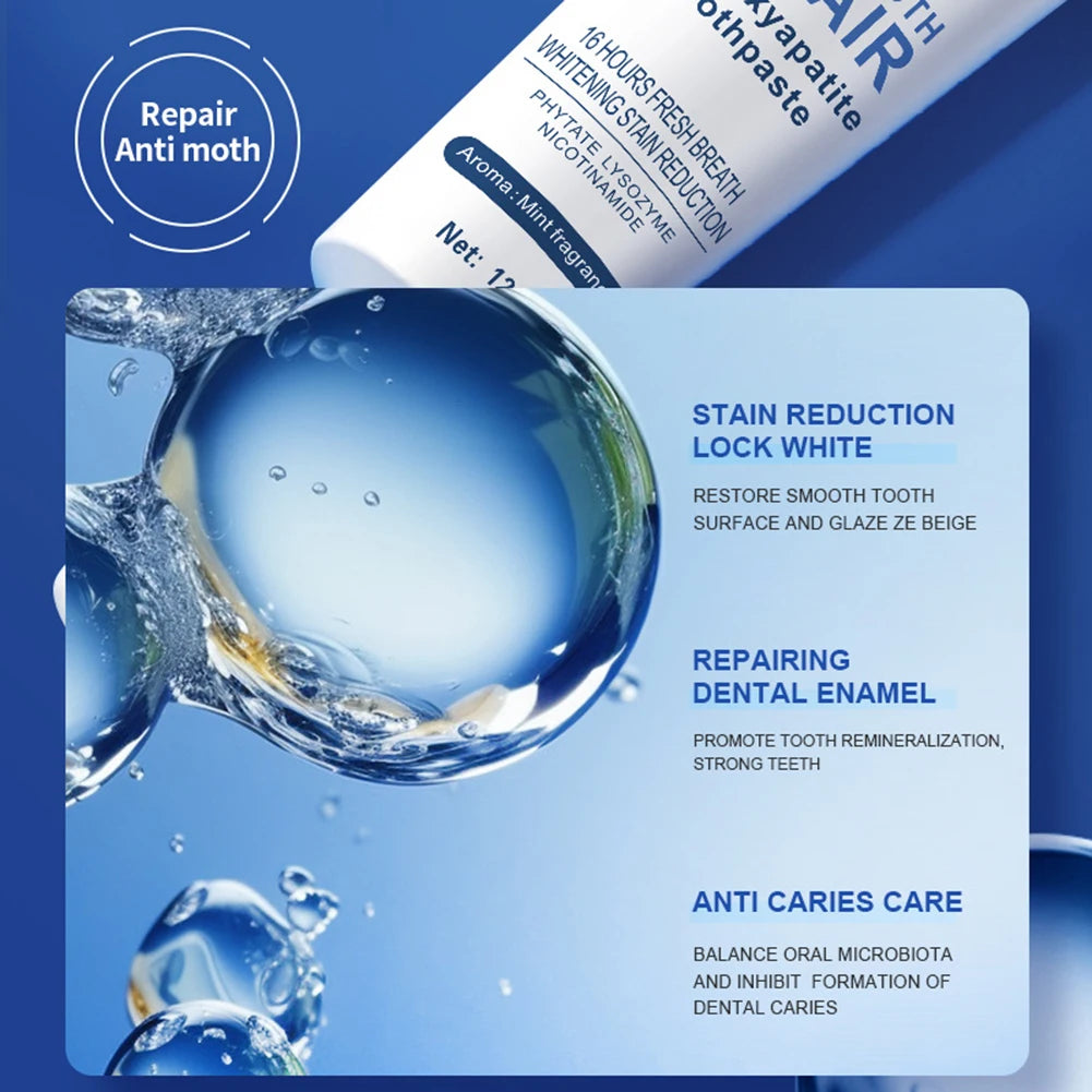 120g Hydroxyapatite Whitening Toothpaste Protect Gum Health Deep Cleaning Reduces Tooth Stains Fresh Bad Breath Oral Care Tools