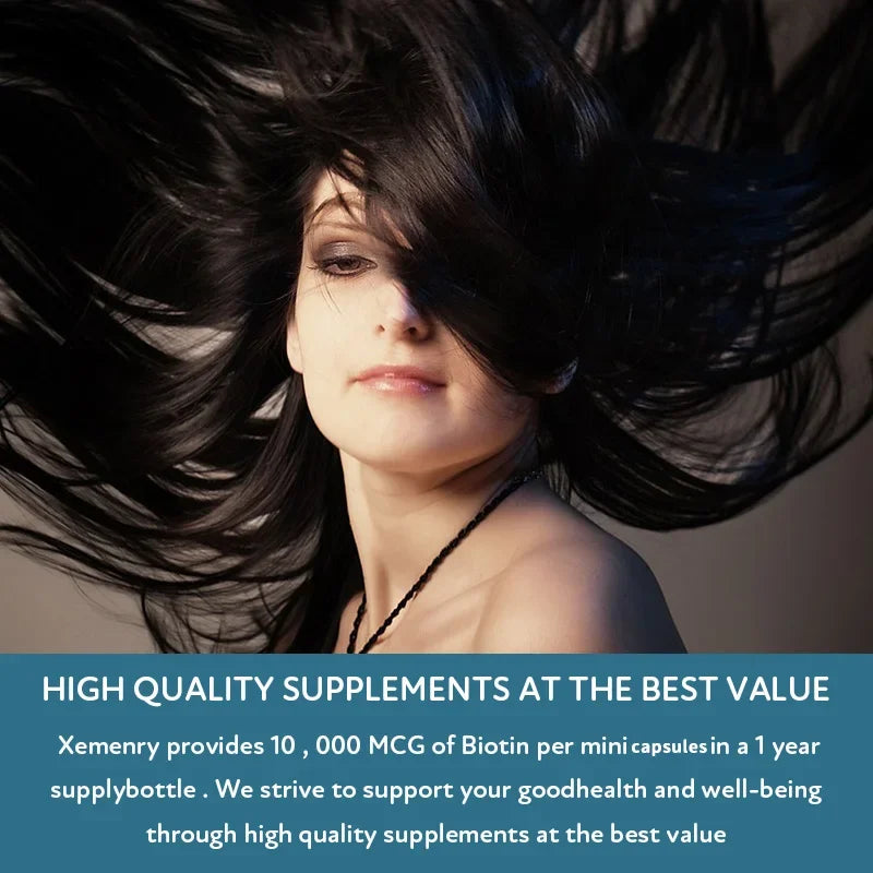 High Potency Biotin + Collagen + Keratin Supplement for Men and Women - Helps Enhance Healthy Hair, Skin, Nails | Non-GMO