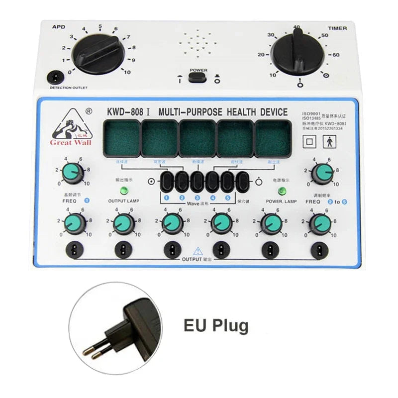 Electric Acupuncture Stimulator Machine Electrical Nerve Muscle Stimulator 6 Channels Output Patch Massager Health Care KWD808-I