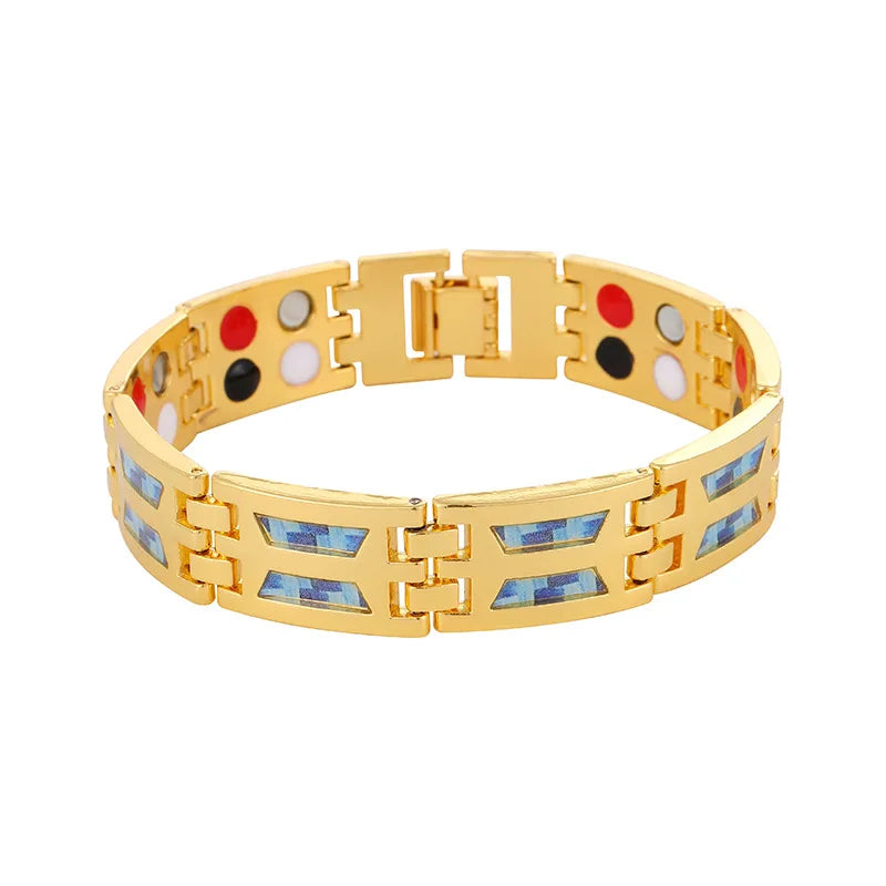 HealthCare Titanium Steel Double Row Magnetic Bangle Anti-Fatigue Therapy Bracelets for Men Arthritis Pain Relief Energy Jewelry