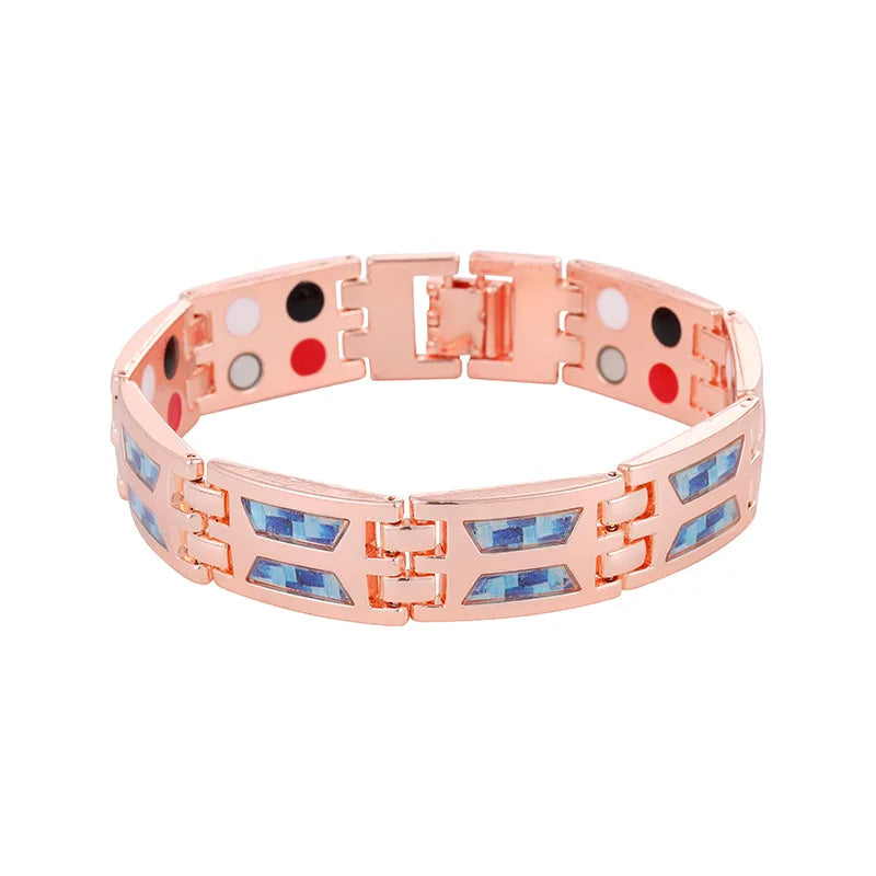 HealthCare Titanium Steel Double Row Magnetic Bangle Anti-Fatigue Therapy Bracelets for Men Arthritis Pain Relief Energy Jewelry