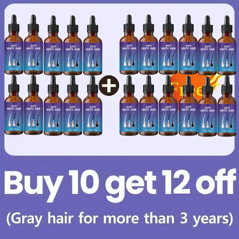 24 NEW White To Black Gray White Hair Serum Natural Color Repair Nourish Essence Anti-gray Care for Men Women