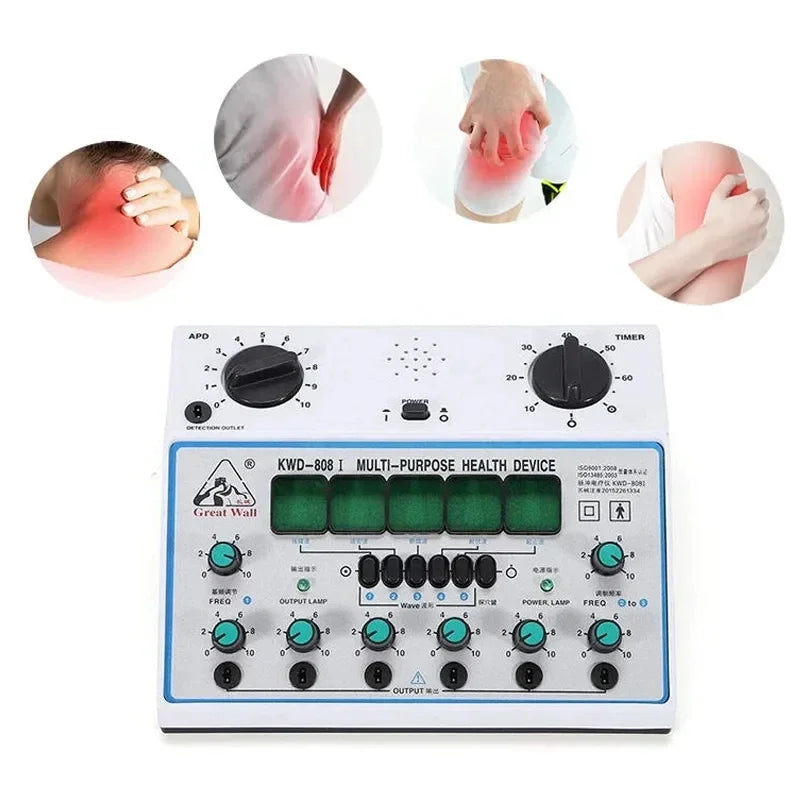 Electric Acupuncture Stimulator Machine Electrical Nerve Muscle Stimulator 6 Channels Output Patch Massager Health Care KWD808-I