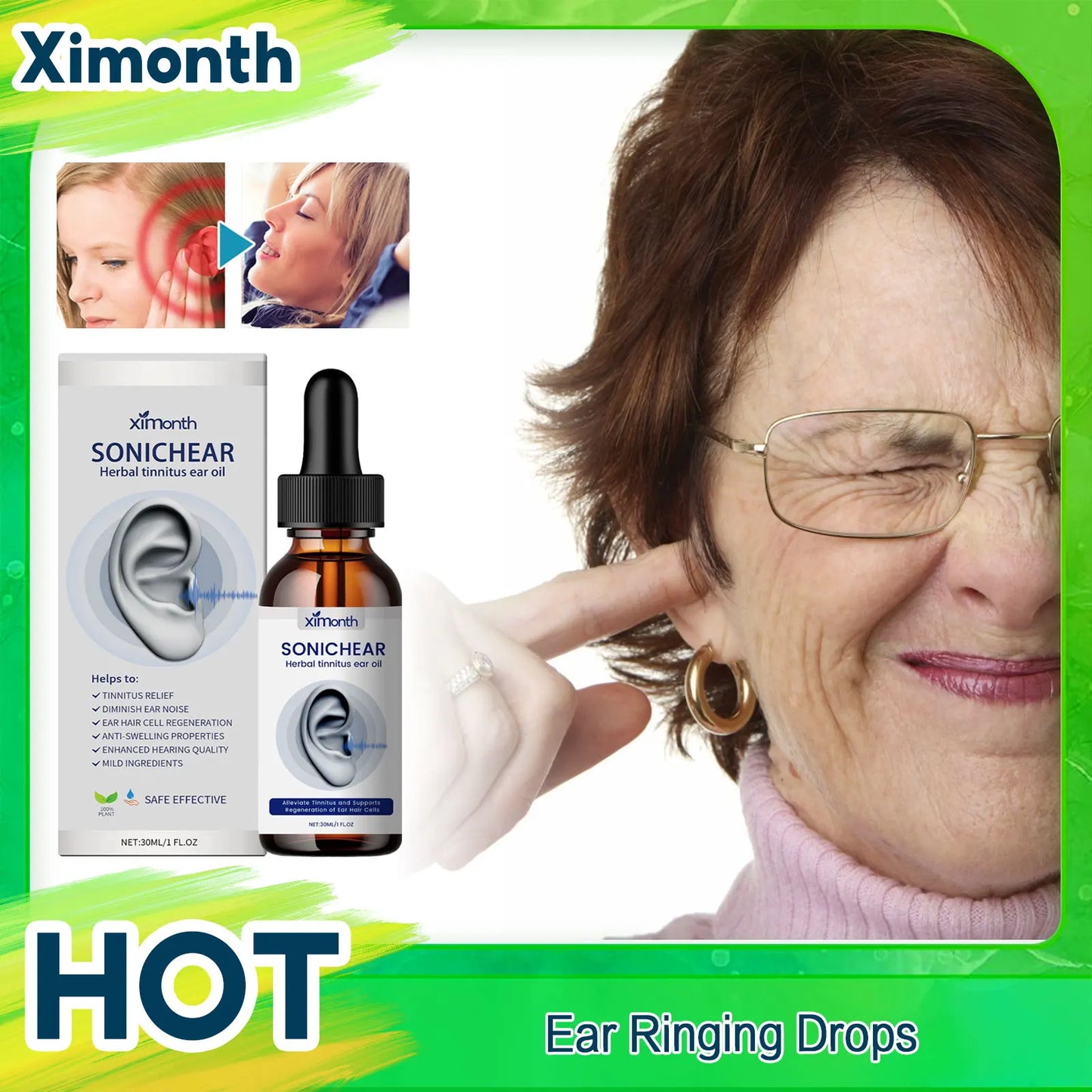 Tinnitus Drops Otitis Care Alleviate Deafness Protect Hearing Improved Ear Health Reduce Itching Earache Relieving Ear Ringing