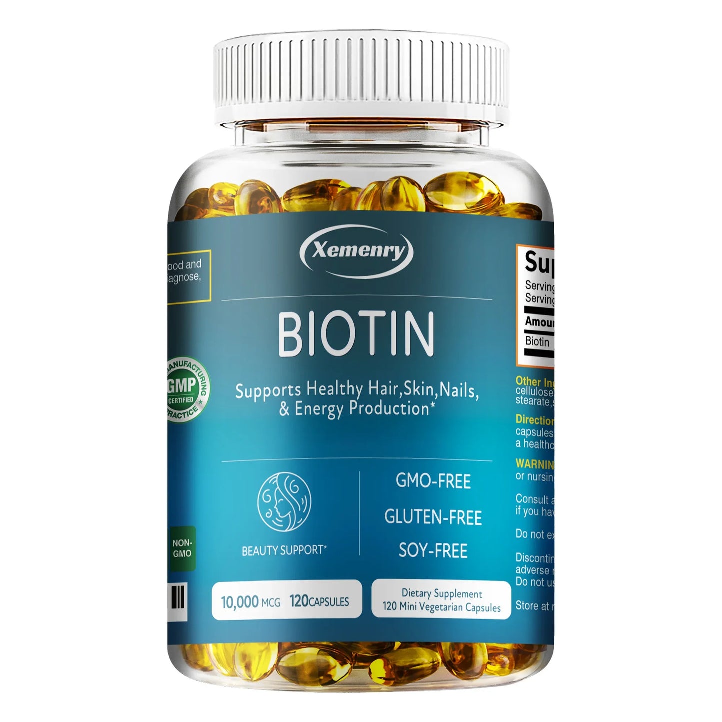 High Potency Biotin + Collagen + Keratin Supplement for Men and Women - Helps Enhance Healthy Hair, Skin, Nails | Non-GMO