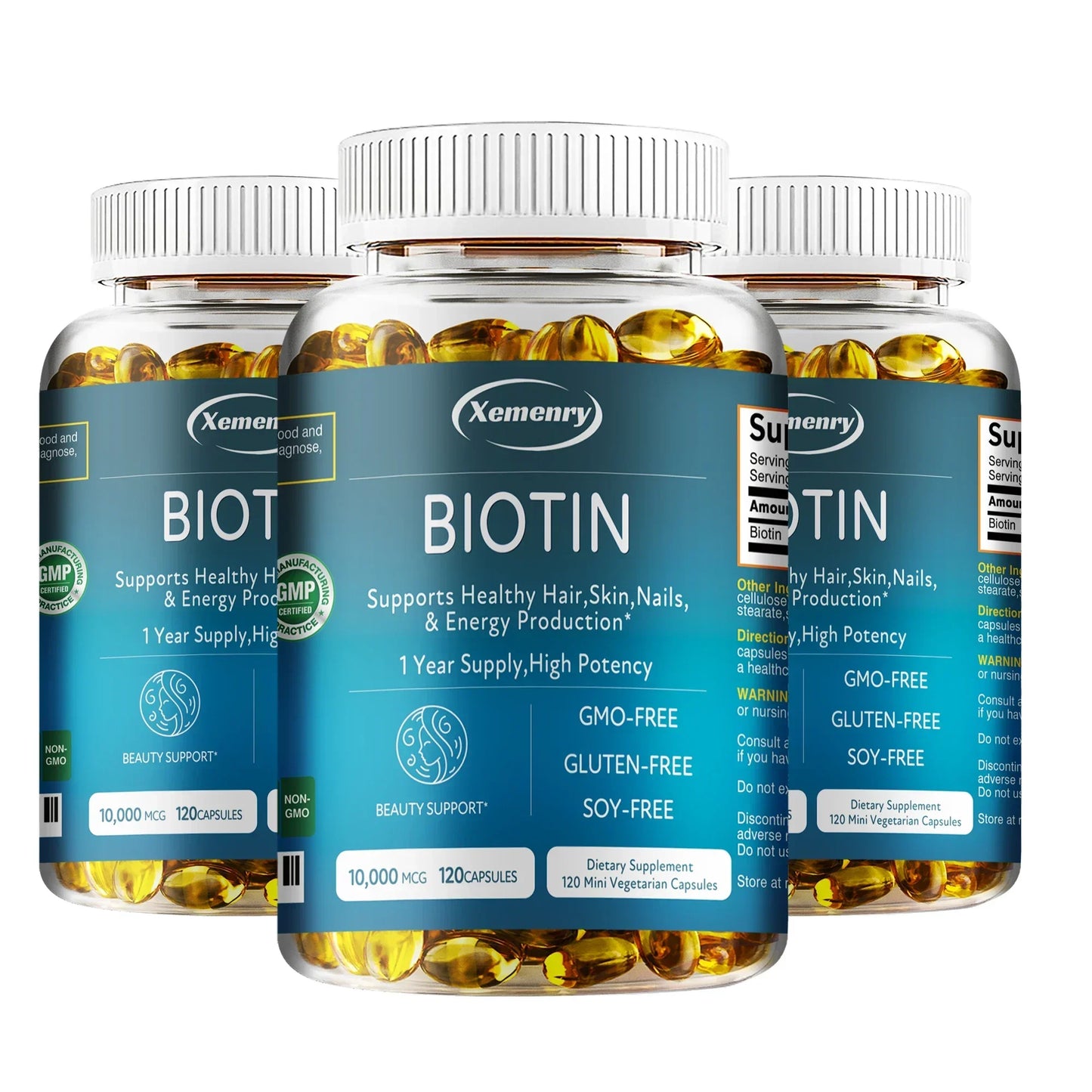 High Potency Biotin + Collagen + Keratin Supplement for Men and Women - Helps Enhance Healthy Hair, Skin, Nails | Non-GMO