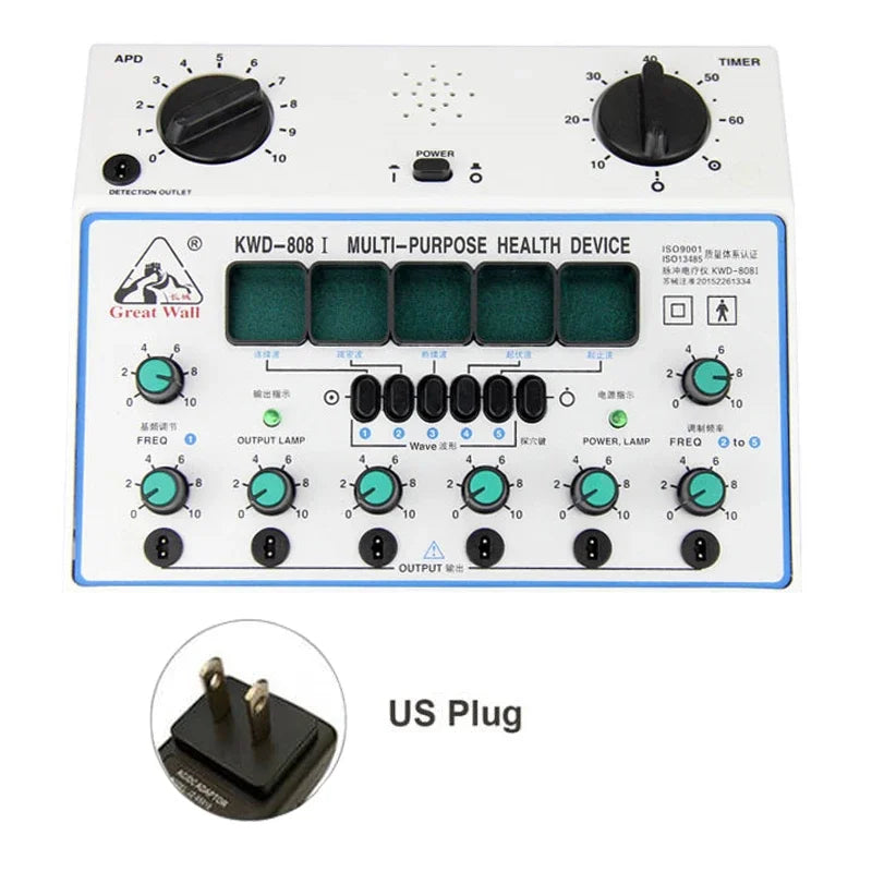Electric Acupuncture Stimulator Machine Electrical Nerve Muscle Stimulator 6 Channels Output Patch Massager Health Care KWD808-I