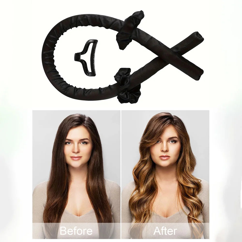 4pcs in 1 Sponge Hair Curlers with 1 Clips & 2 Scrunchies - Soft Curling Rods for Long/Short Hair, DIY Styling Tools