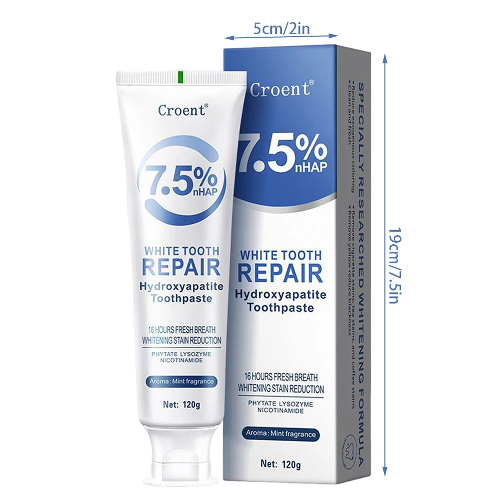 120g Hydroxyapatite Whitening Toothpaste Protect Gum Health Deep Cleaning Reduces Tooth Stains Fresh Bad Breath Oral Care Tools