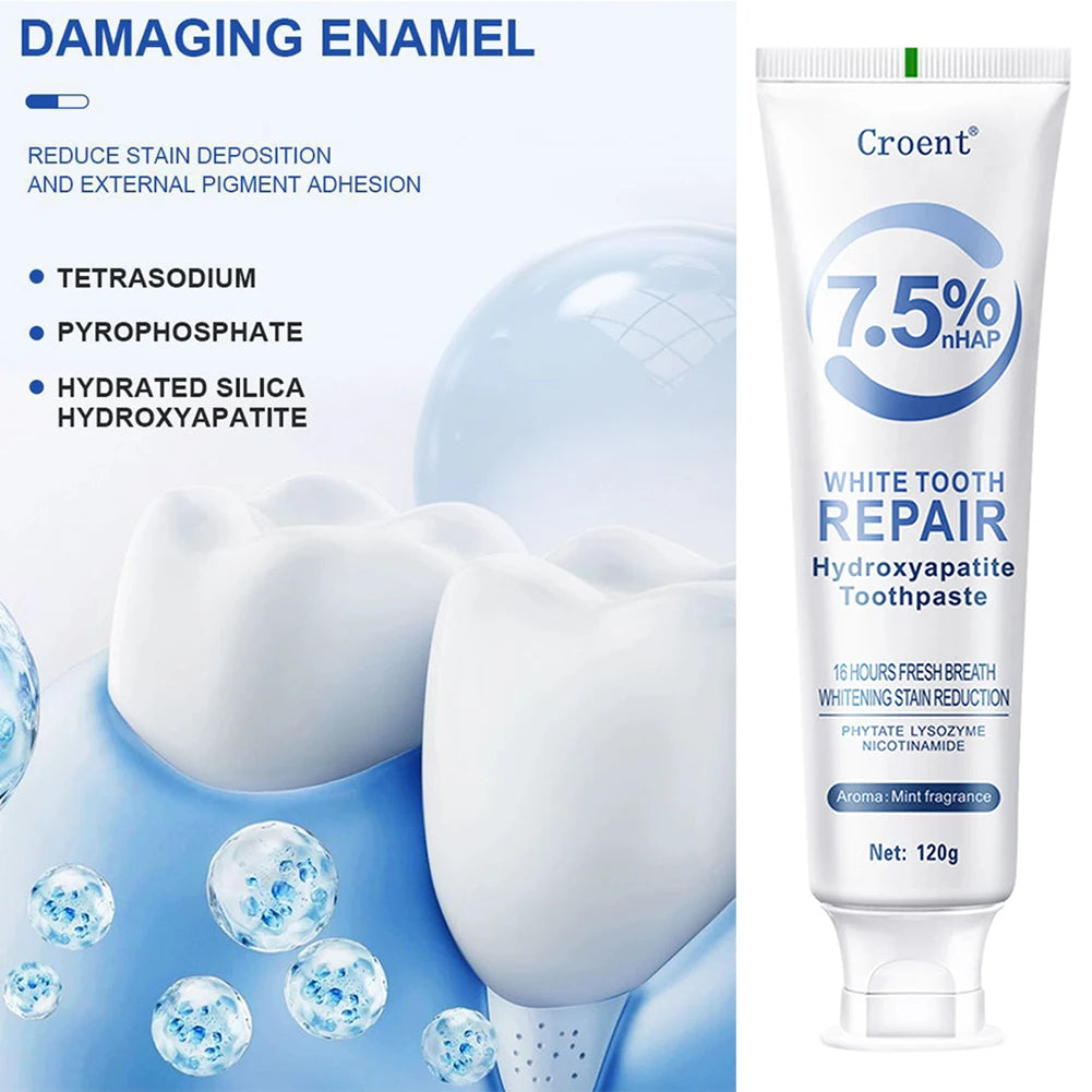 120g Hydroxyapatite Whitening Toothpaste Protect Gum Health Deep Cleaning Reduces Tooth Stains Fresh Bad Breath Oral Care Tools