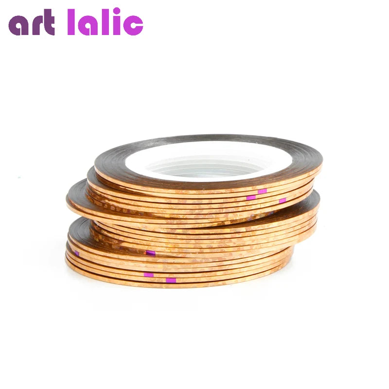 10 Rolls Nail Art Striping Tapes, Nail Liner Stickers, Nail Decals, 1mm Adhesive Stickers for Nail Tips Styling