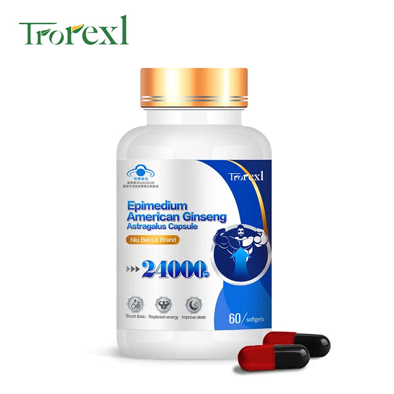 Horny Goat Weed Capsule 60 Tablets 100% Pure Non-GMo Supports Reproductive Health Natural Energizer