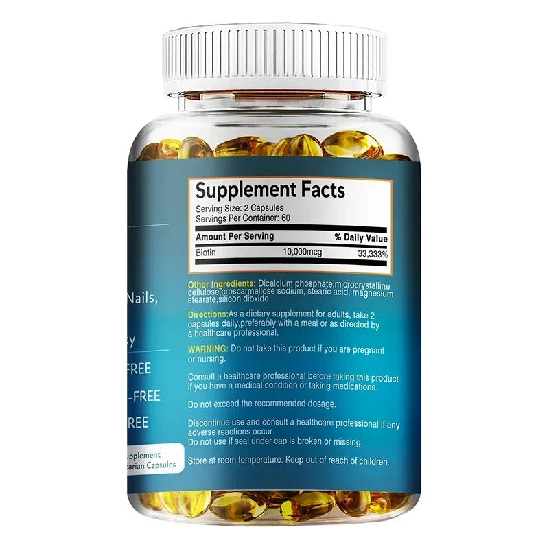 High Potency Biotin + Collagen + Keratin Supplement for Men and Women - Helps Enhance Healthy Hair, Skin, Nails | Non-GMO