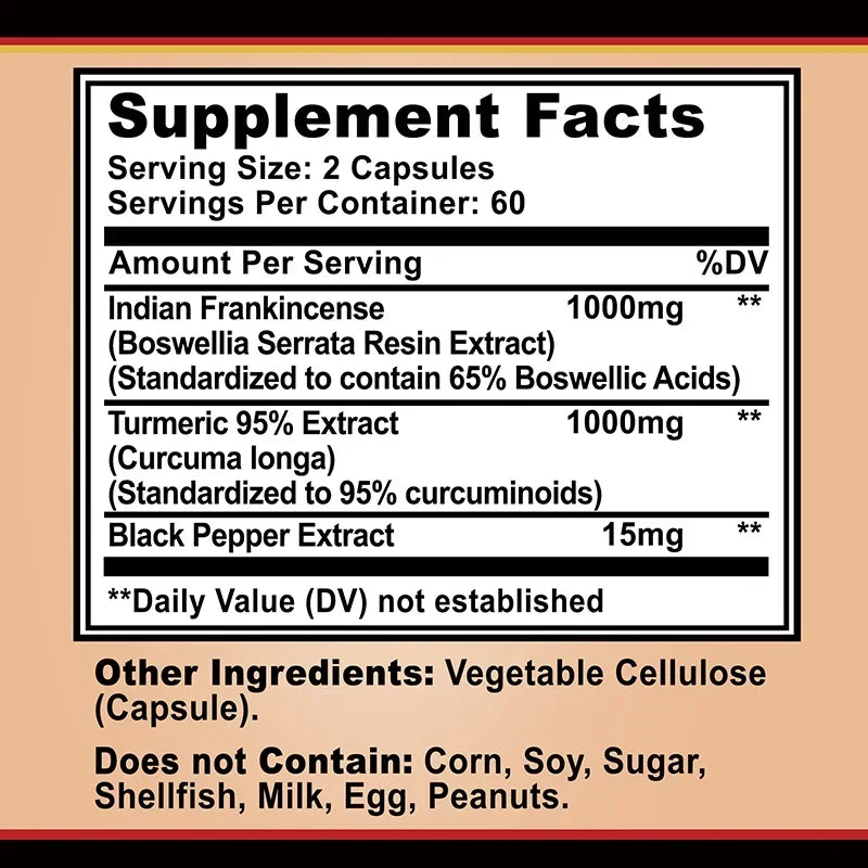 Boswellia Turmeric - Support Joint Health, Enhance Immunity, Improve Joint Flexibility and Comfort, and Maintain Overall Health
