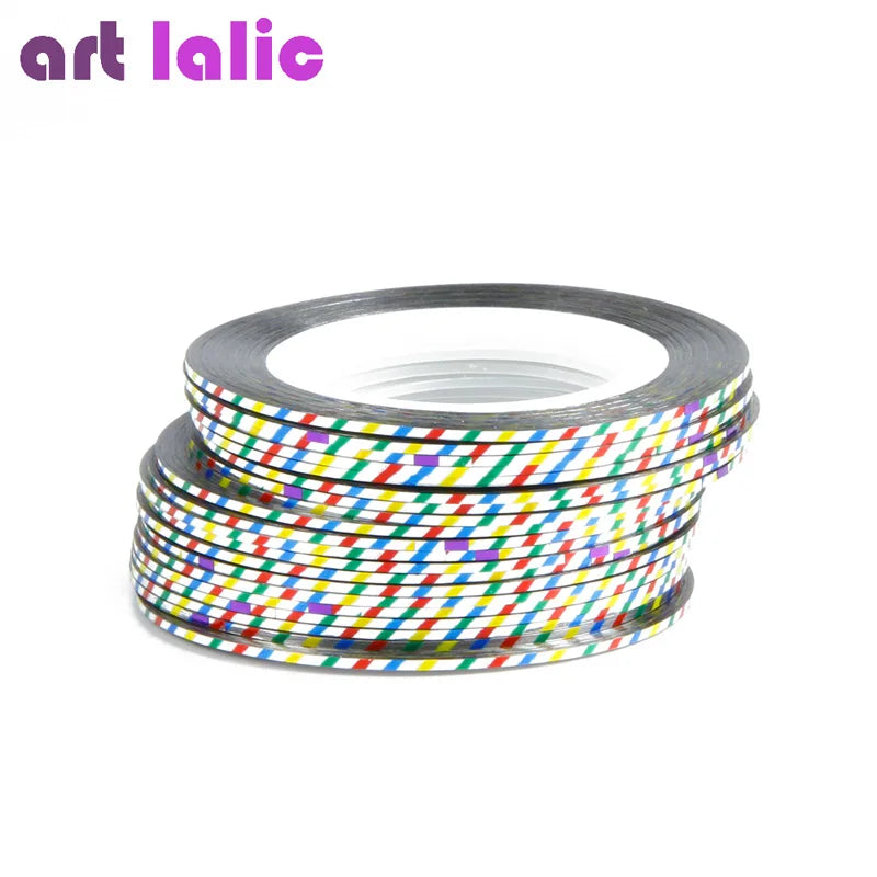 10 Rolls Nail Art Striping Tapes, Nail Liner Stickers, Nail Decals, 1mm Adhesive Stickers for Nail Tips Styling
