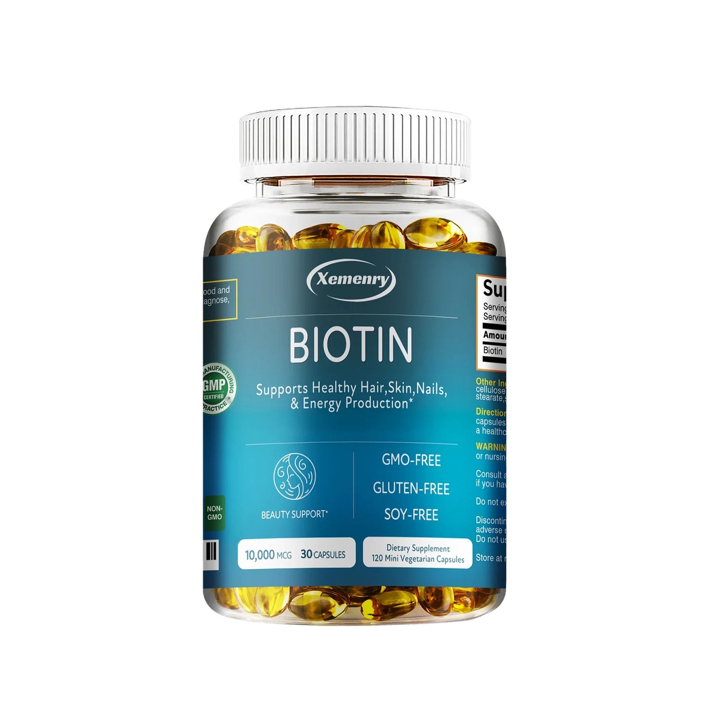 High Potency Biotin + Collagen + Keratin Supplement for Men and Women - Helps Enhance Healthy Hair, Skin, Nails | Non-GMO