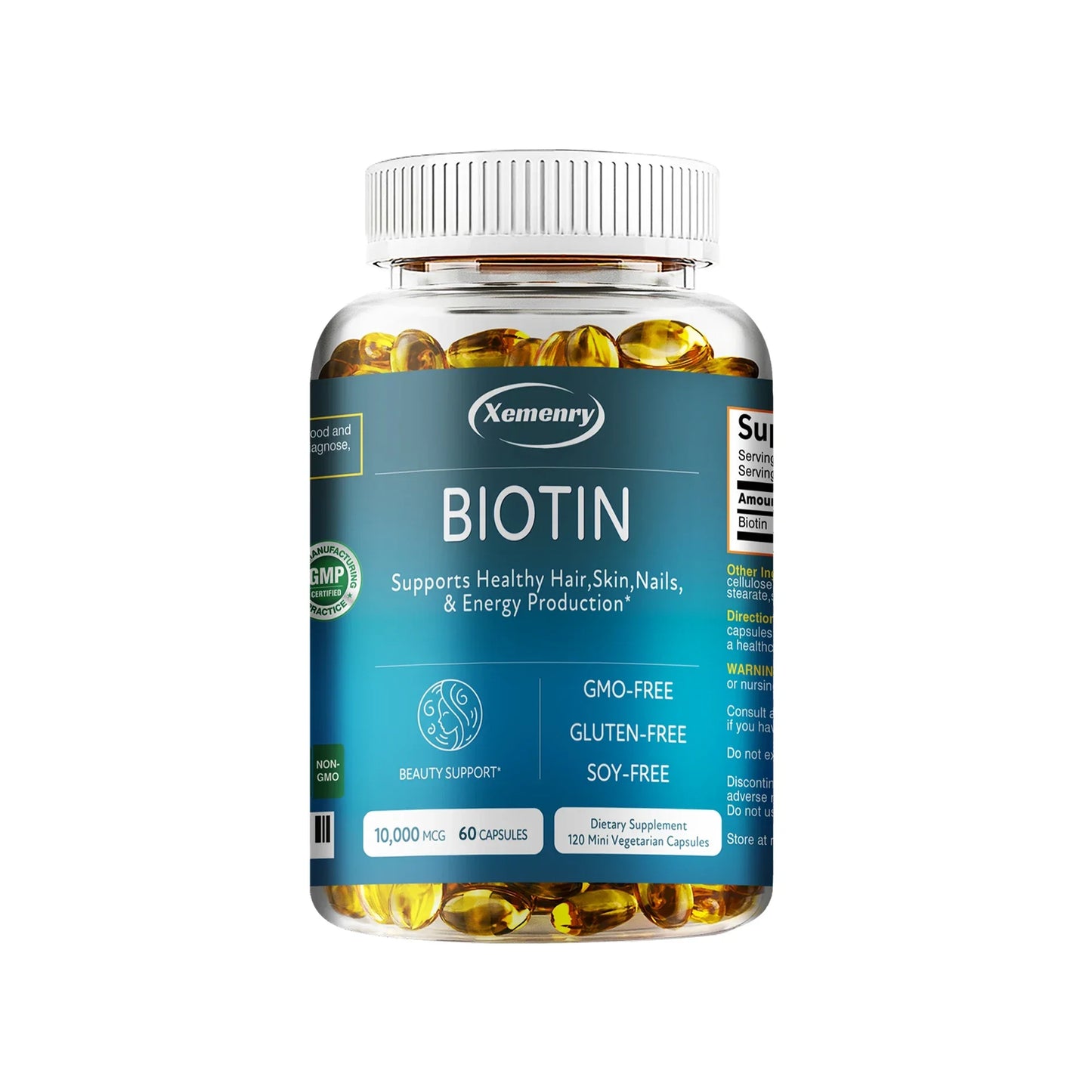 High Potency Biotin + Collagen + Keratin Supplement for Men and Women - Helps Enhance Healthy Hair, Skin, Nails | Non-GMO