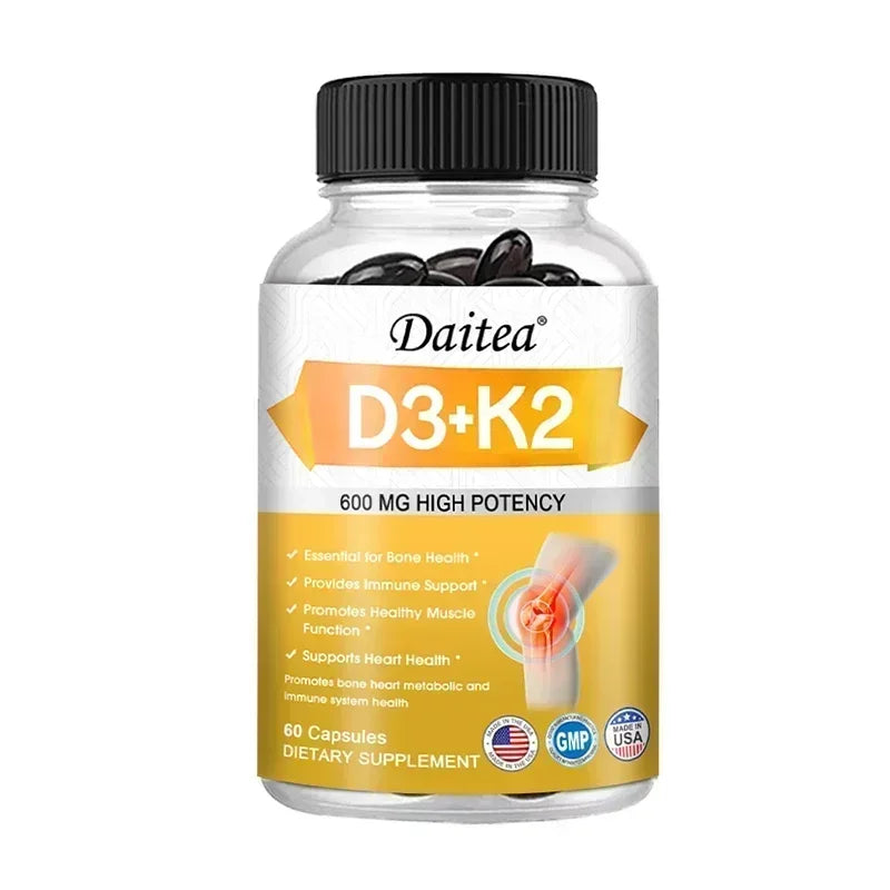 Vitamin D3 + K2 Supplement - Antioxidant, Enhances Immune System, Promotes Metabolism, Supports Bone, Dental, Heart Health