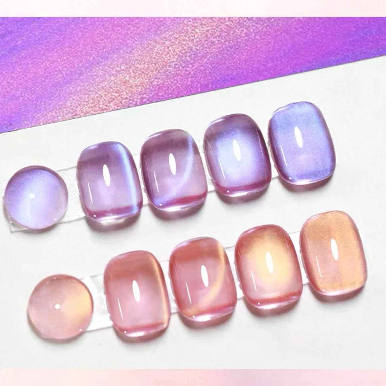 1/6PCS SS25 Cat Eye Gel Polish w/Glass Beads & Crystal, 5 Colors Salon DIY Nail Supplies Kit for Pro Nails Manicure