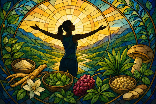 Stained-glass illustration of Best Caffeine Free Energy Supplement Options