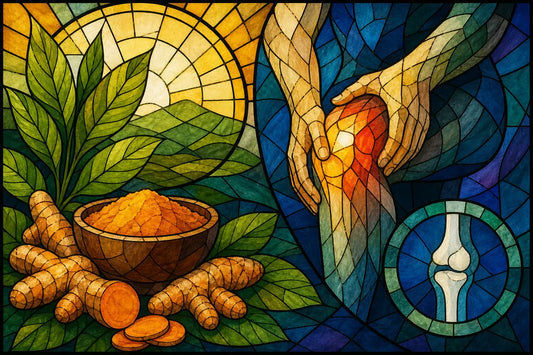 Stained-glass illustration of Best Turmeric Joint Support Options