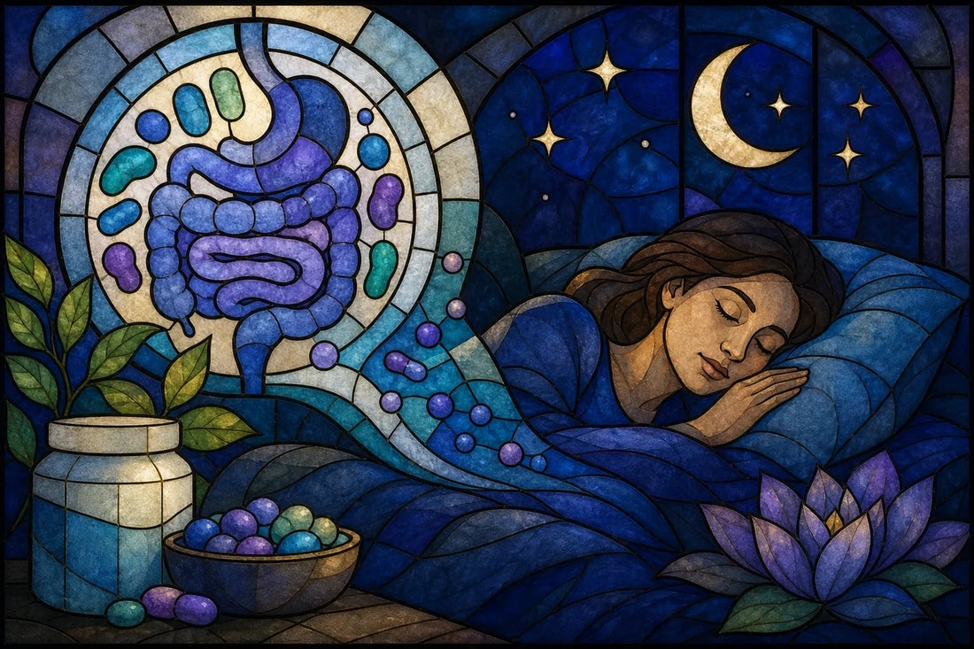 Stained-glass illustration of Best Probiotic Sleep Aid Options to Consider
