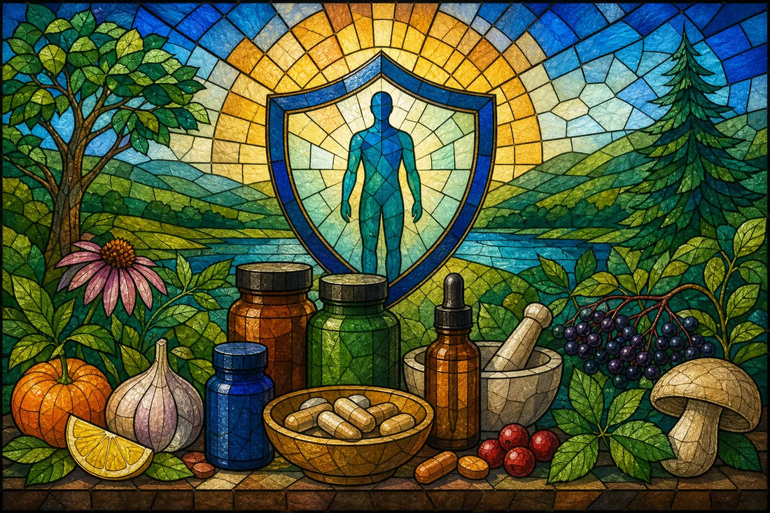 Stained-glass illustration of Best Immune Support Supplements for Daily Wellness
