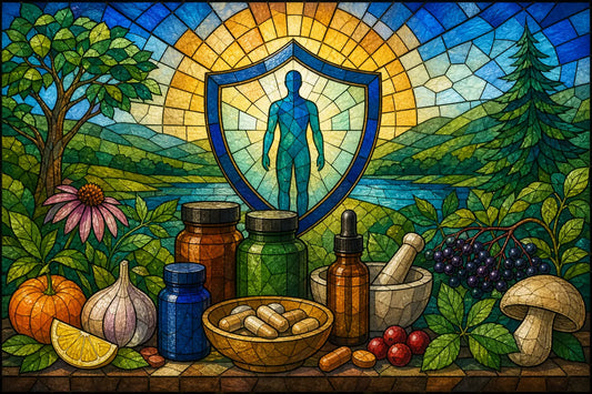 Stained-glass illustration of Best Immune Support Supplements for Daily Wellness