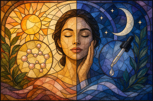 Stained-glass illustration of Best Collagen vs Retinol: Which Is Better?