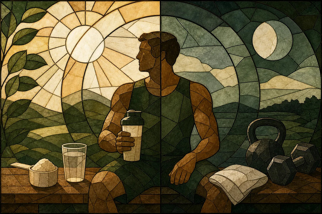 Stained-glass illustration of Best Timing: Creatine Before or After a Workout?