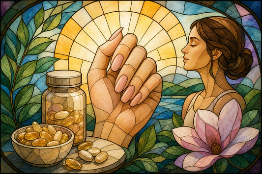 Stained-glass illustration of Best Biotin Nail Supplement Options
