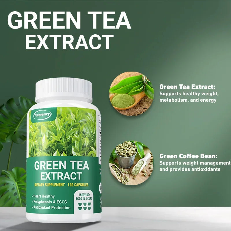 Green Tea Extract - Fast Fat Burning Supplement for Men and Women - Detox Metabolism Boosters, Burn Belly Fat Fast Supplement