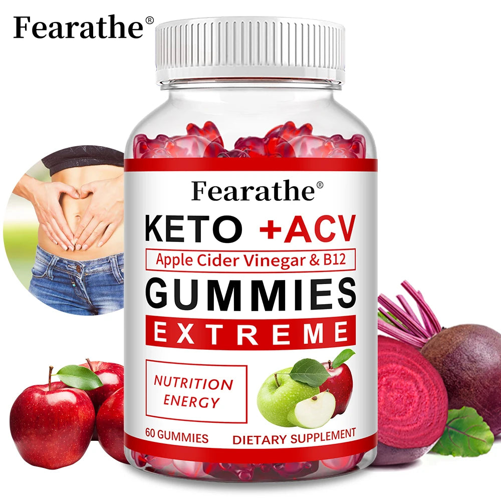 Fearathe Slimming Keto Apple Cider Vinegar Gummies Supplement Weight Loss, Reduces Anxiety & Stress Boost Immune System