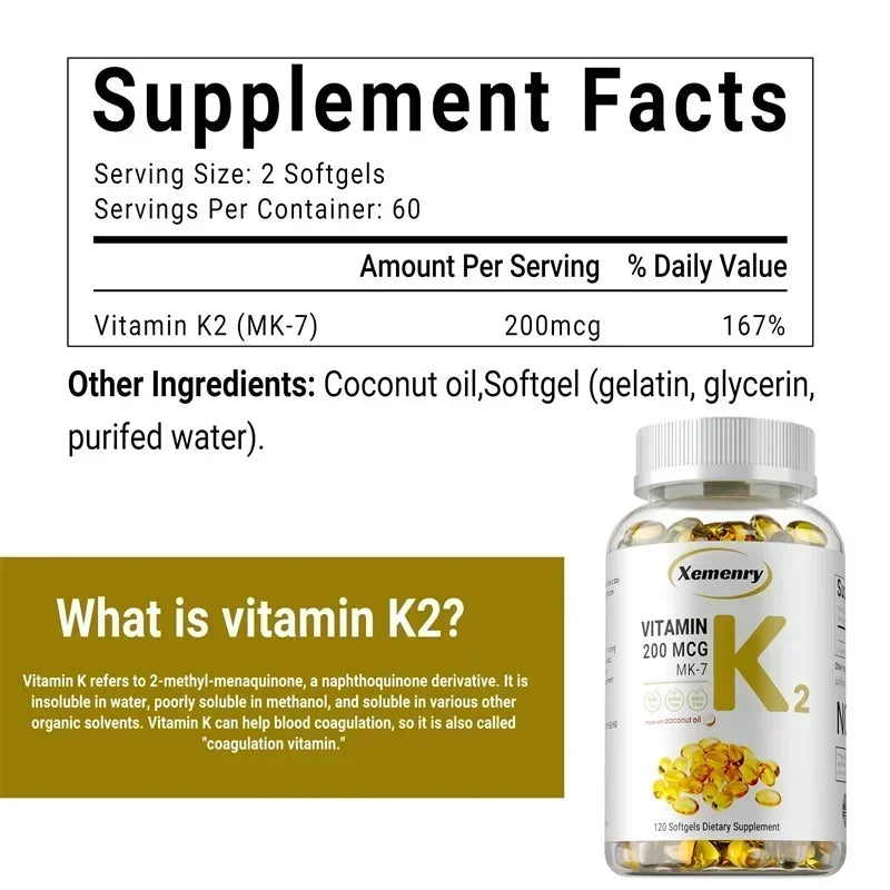 Vitamin K2 MK-7 Supplement - for Immune, Joint, Dental & Heart & Bone Health