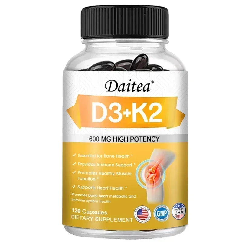 Vitamin D3 + K2 Supplement - Antioxidant, Enhances Immune System, Promotes Metabolism, Supports Bone, Dental, Heart Health