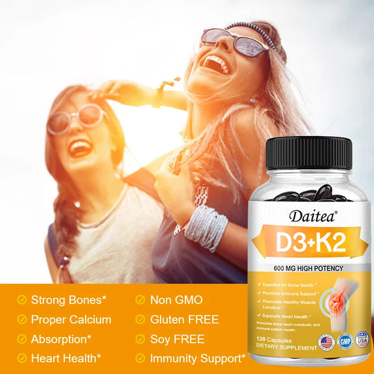 Vitamin D3 + K2 Supplement - Antioxidant, Enhances Immune System, Promotes Metabolism, Supports Bone, Dental, Heart Health