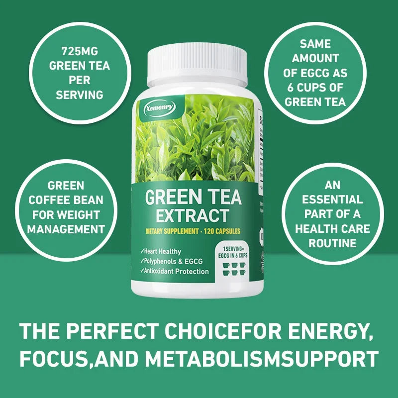 Green Tea Extract - Fast Fat Burning Supplement for Men and Women - Detox Metabolism Boosters, Burn Belly Fat Fast Supplement