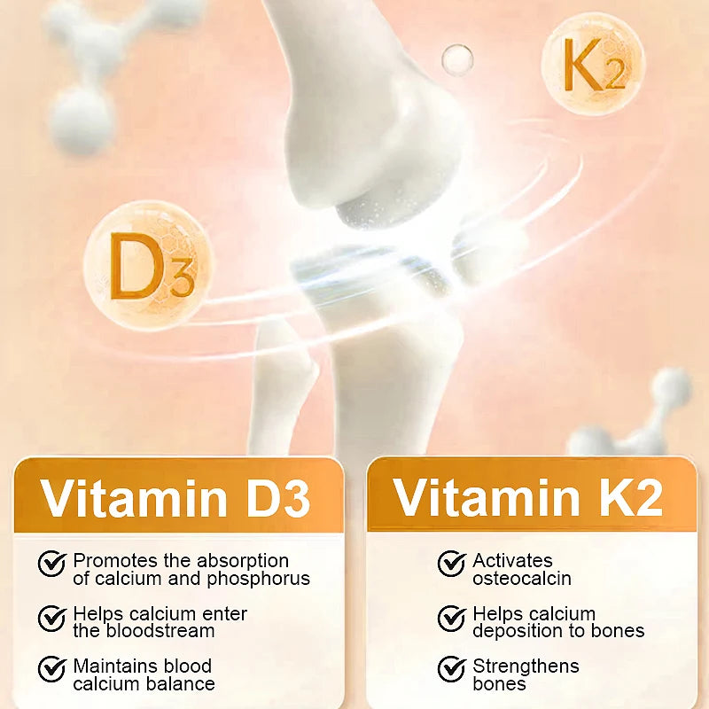 Vitamin D3 + K2 Supplement - Antioxidant, Enhances Immune System, Promotes Metabolism, Supports Bone, Dental, Heart Health