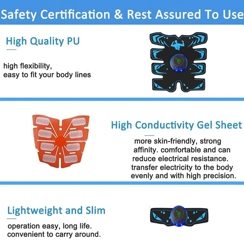 EMS Muscle Stimulator Smart Electric Fitness Abdominal Training Weight Loss Stickers Muscle Relax Body Slimming Shaping Massager