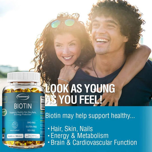 High Potency Biotin + Collagen + Keratin Supplement for Men and Women - Helps Enhance Healthy Hair, Skin, Nails | Non-GMO